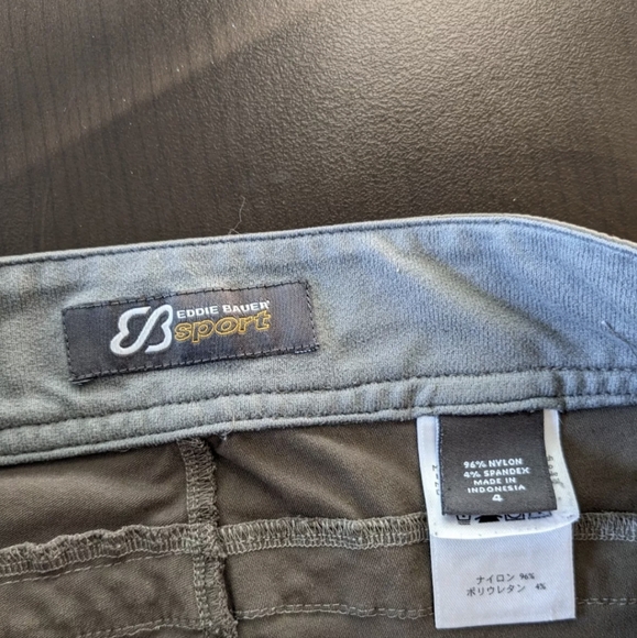 Eddie Bauer Sport Pants Womens 4 Stretch Olive green Nylon Capri Outdoors Hiking - Picture 3 of 9